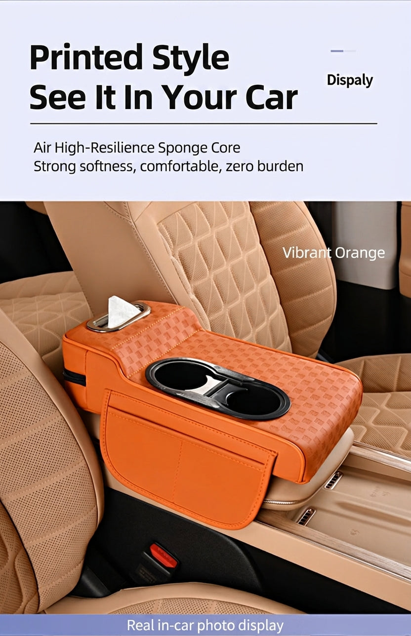 2025 New Central Car Armrest Box Height Pad Cover Protective Cover Double Cup Holder Premium Leather Car Accessories