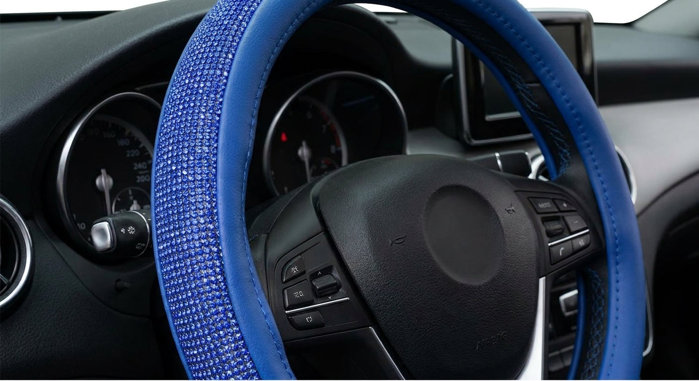 New car rhinestone fully rhinestone-hot rhinestone steering wheel, personalized handlebar cover, unisex steering wheel, Amazon