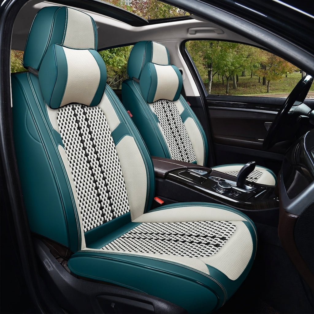 New fully surroundable car seat set, Napa leather car seat cushion, five-seat leather ice silk car seat cushion, universal split type