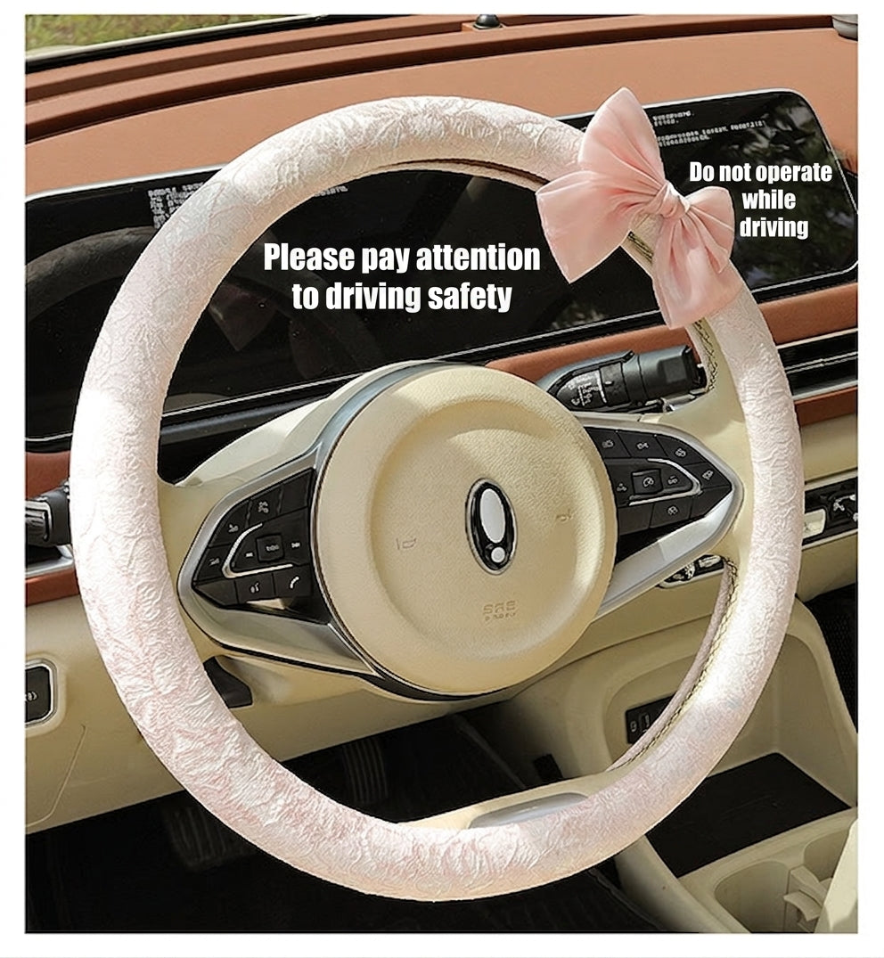 Lace car steering wheel cover, anti-slip decoration, all-season universal one-piece dropshipping, cross-border e-commerce trending sporty style