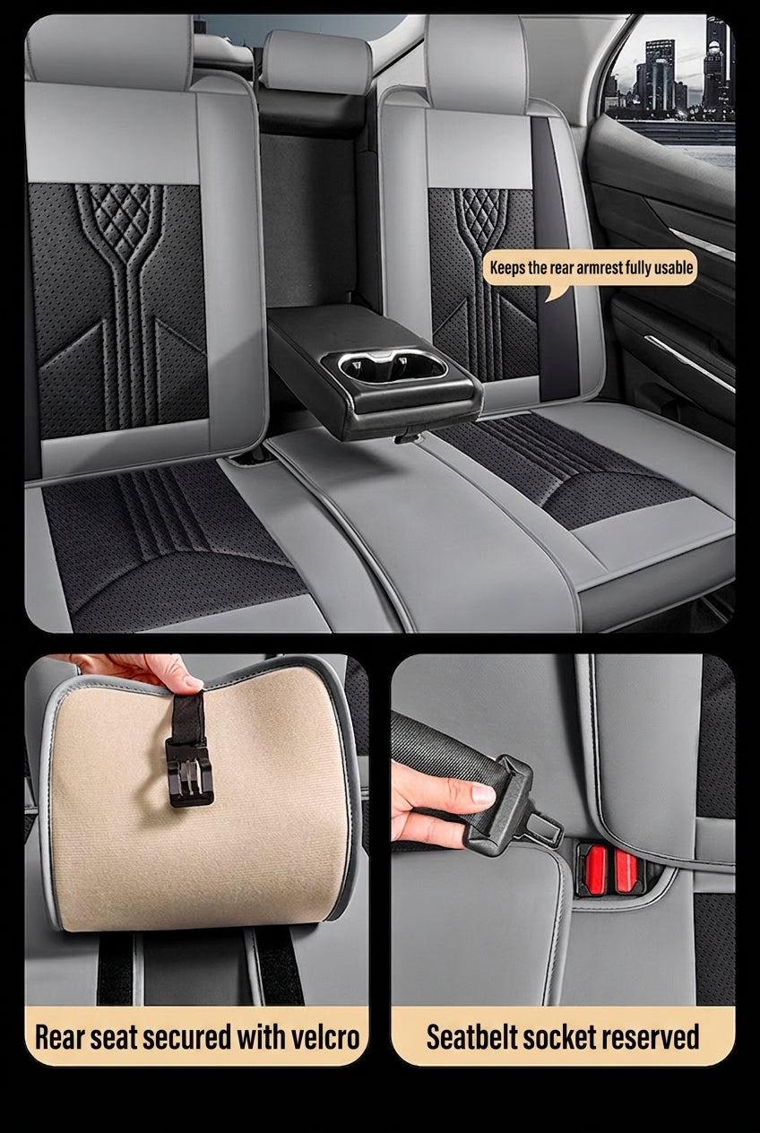 3D Nappa leather car full-coverage integrated headrest cover, all-season universal sports seat cover, leather seat cushion manufacturer wholesale