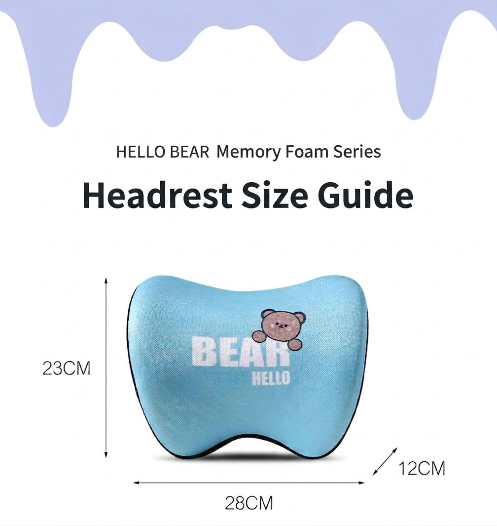 Yiju car cartoon headrest, neck pillow, memory foam, car cushion, car seat, neck and neck pillow, bear headrest