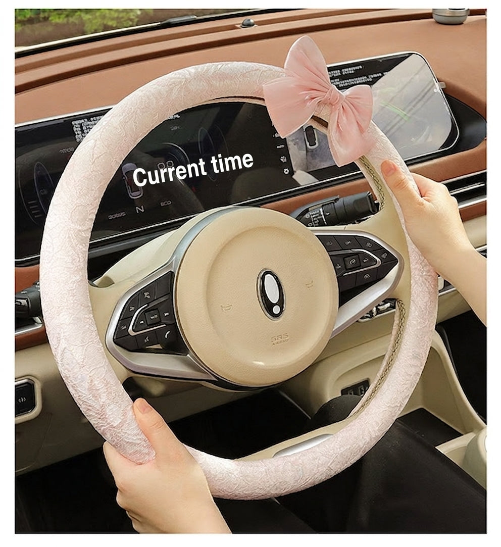 Lace car steering wheel cover, anti-slip decoration, all-season universal one-piece dropshipping, cross-border e-commerce trending sporty style