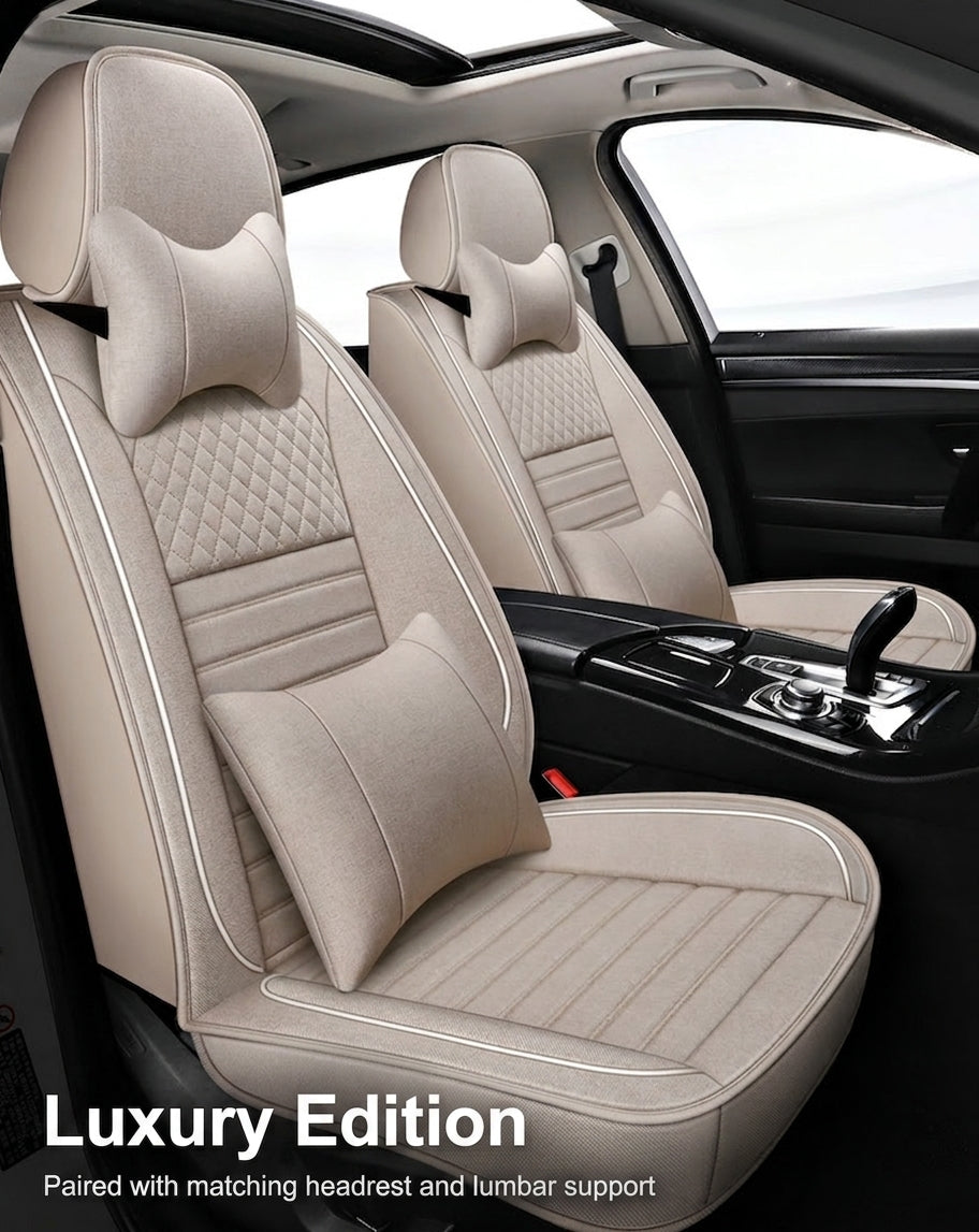 All-season universal full-coverage car seat covers, full-coverage spring and winter linen fabric art car covers, seat covers, and car cushion covers