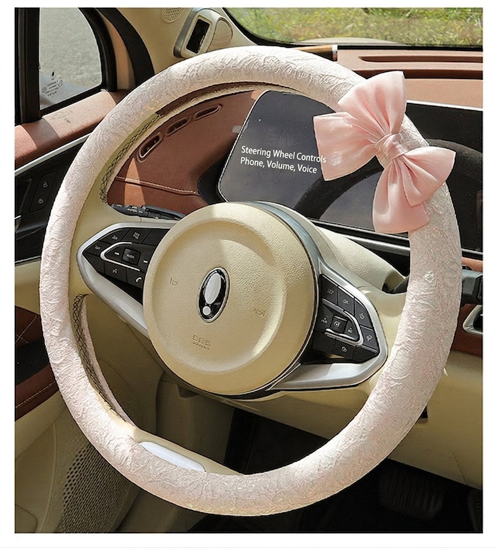 Lace car steering wheel cover, anti-slip decoration, all-season universal one-piece dropshipping, cross-border e-commerce trending sporty style