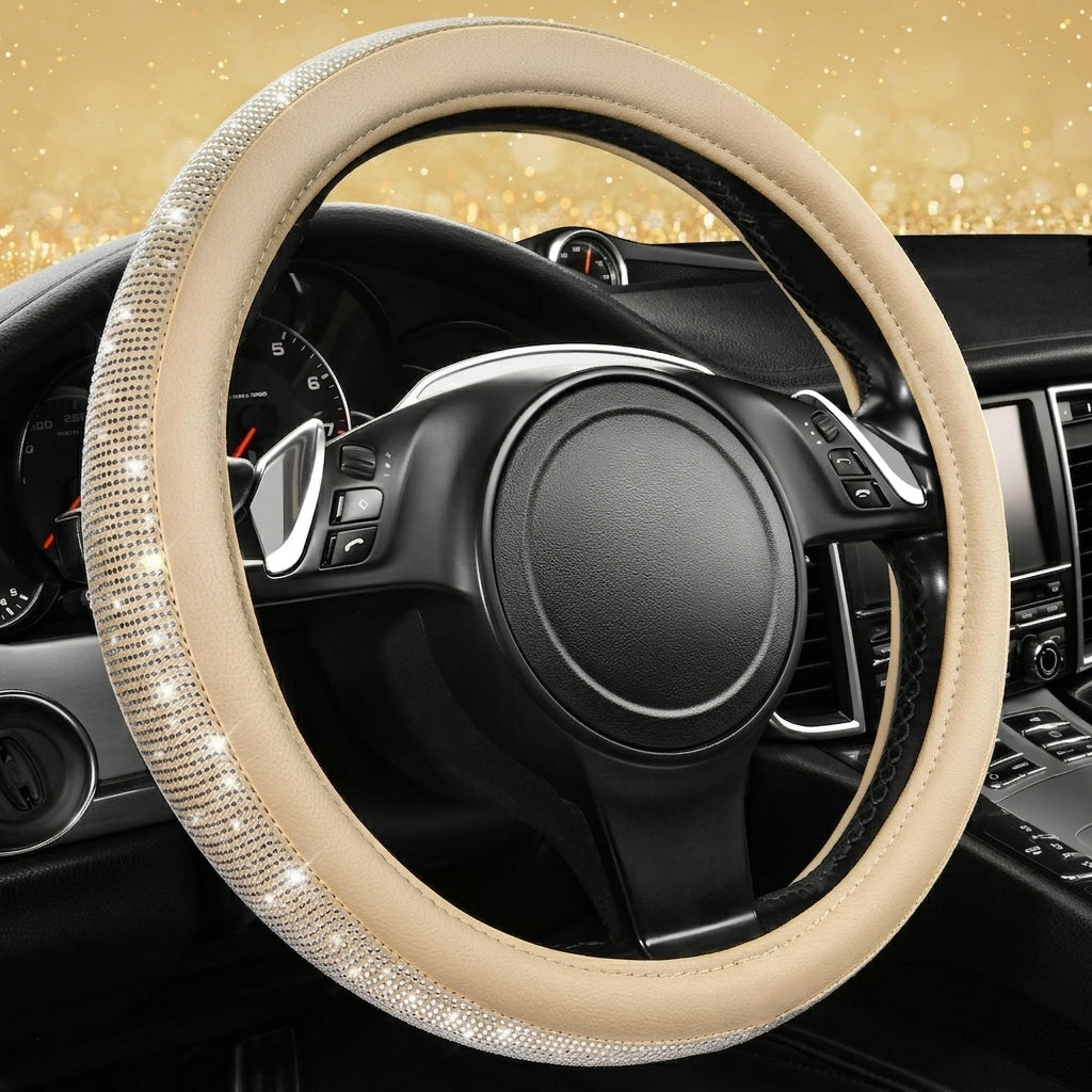 New car rhinestone fully rhinestone-hot rhinestone steering wheel, personalized handlebar cover, unisex steering wheel, Amazon