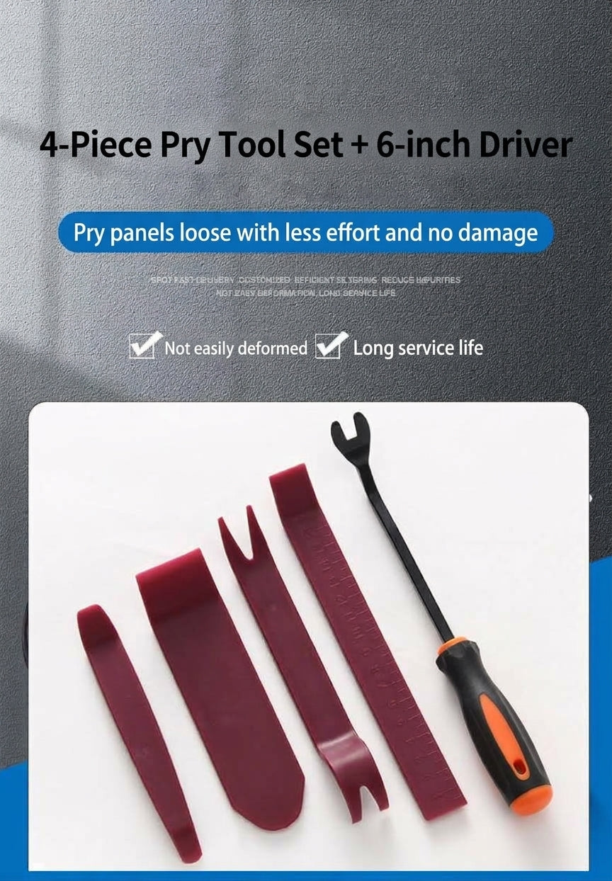 Car audio disassembly tools, plastic interior door panel pry plate, snap screwdriver, 5-piece set with glue buckle, 6-inch screwdriver