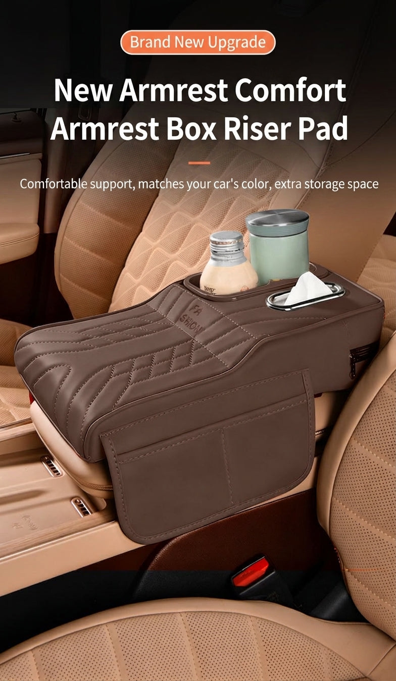 Multi-functional car armrest box water cup holder heightened central protective cover car tissue box supplies storage mat