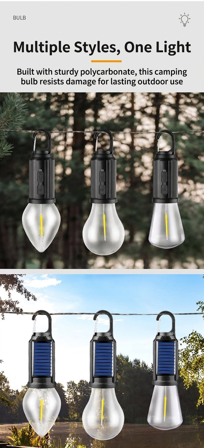 LED Camping Tent Light with Solar & USB Charging