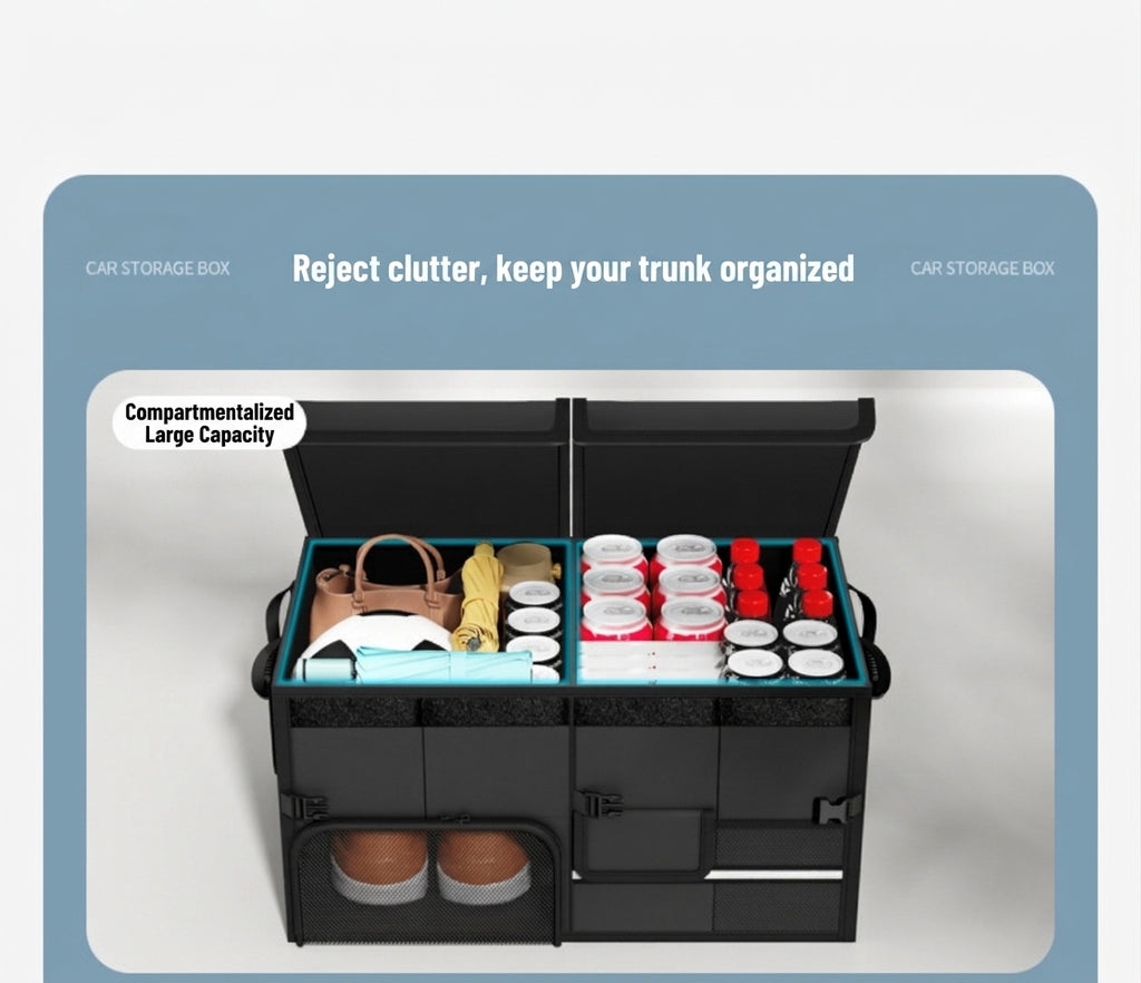 Car storage boxes can be folded and stored, practical multifunctional trunk storage boxes for cars, wholesale