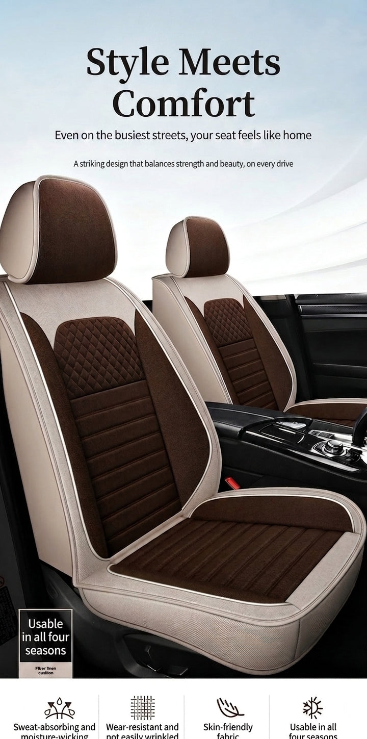 All-season universal full-coverage car seat covers, full-coverage spring and winter linen fabric art car covers, seat covers, and car cushion covers