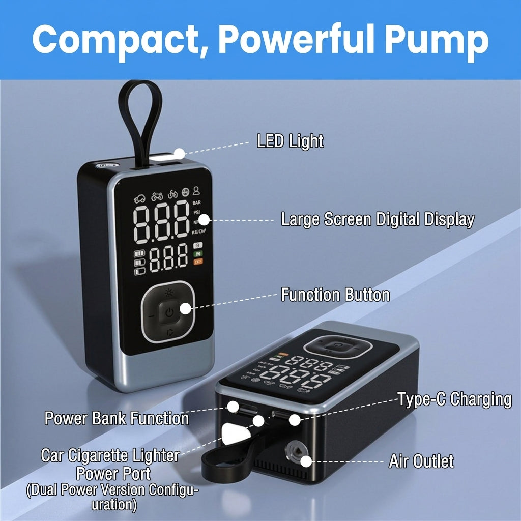 Cross-border on-board inflatable pump, on-board wireless inflatable pump, portable inflatable pump for car, electric car tire pump