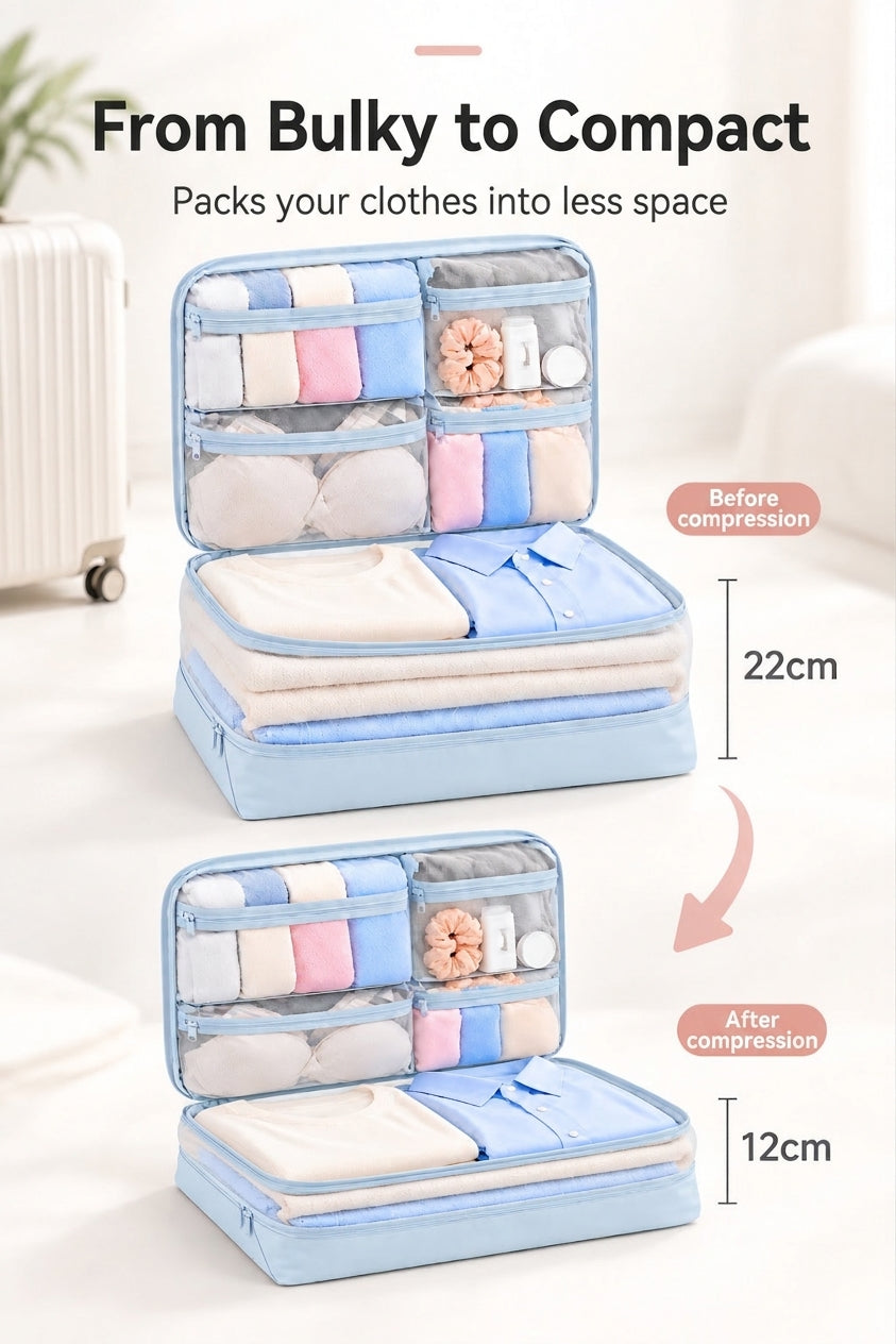 Travel Storage Bags, Five-in-One Compressible Set