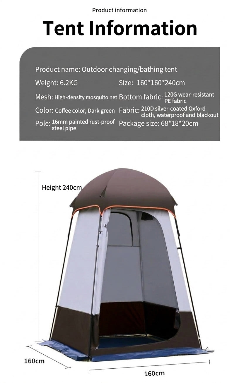 Enlarged and raised outdoor dressing, bathing, tents, camping, beach, fishing tent, model changing mobile toilet tent