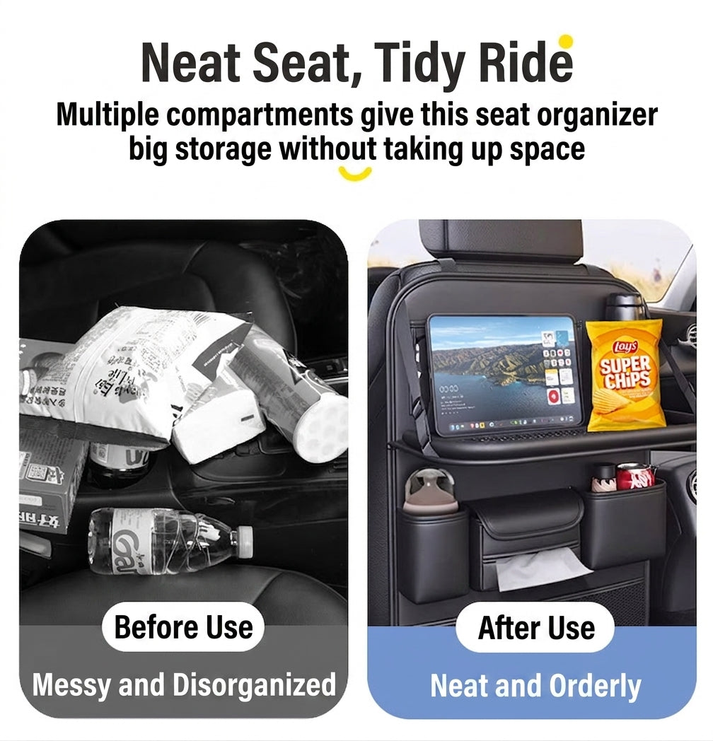 Car seatback storage bag, hanging bag, car front seat, rear seat shelf, small table, and in-car artifact