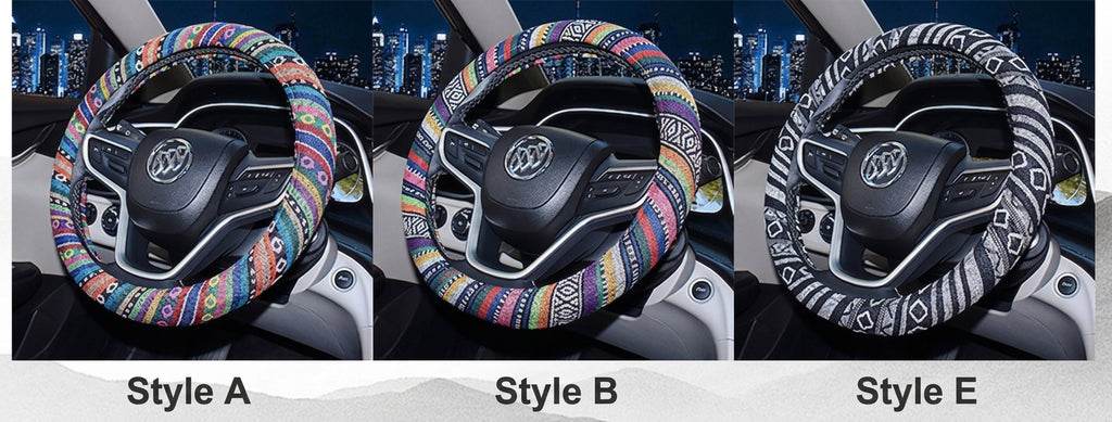 Steering wheel cover New national style old coarse cloth linen car steering wheel cover Personality trend car handle cover