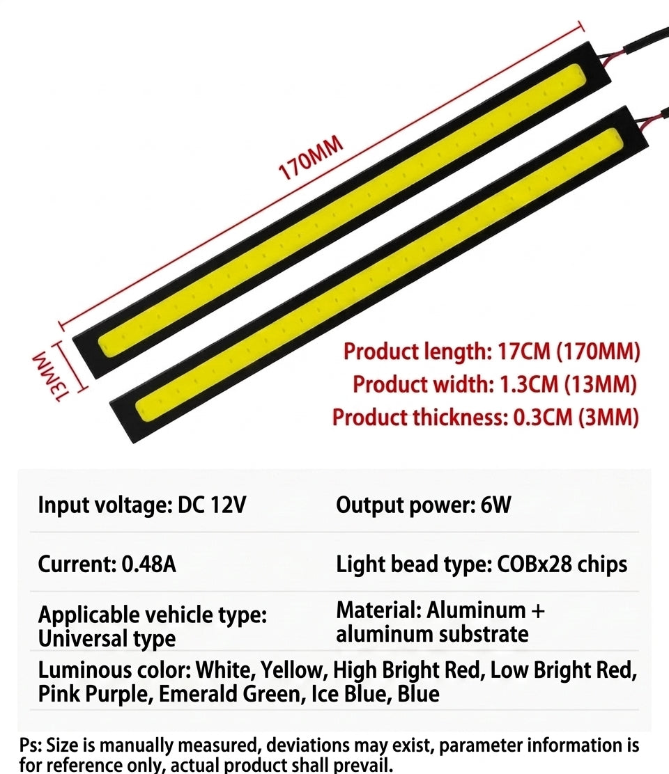Yade Car Daytime Running Light 17CM COB Ultra Thin High Brightness LED Daytime Running Light Waterproof 12V Decorative Lighting