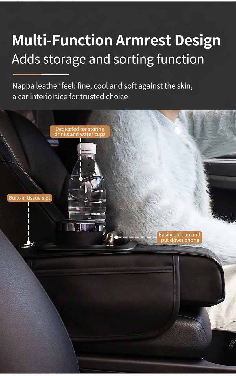 Armrest box raised pad, car cup holder, tissue box (Huotong Global · Light Custom) universal microfiber leather