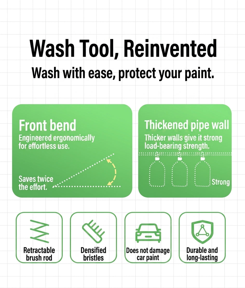 Car wash mop, car wash brush, car brush bristles, retractable long rod, retractable car wash brush cleaning tool