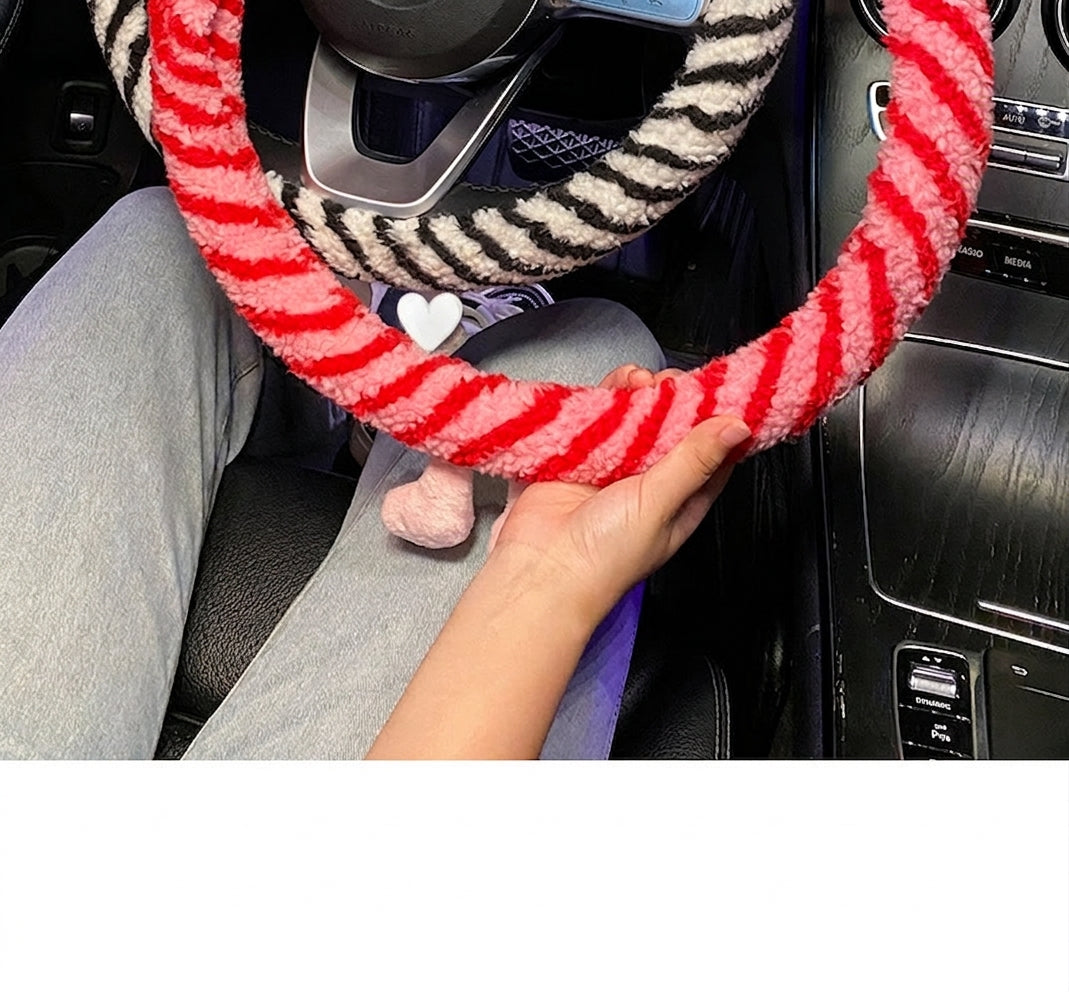 Winter plush steering wheel covers, 2024 new Monster non-slip warm all-season GM heated handlebar covers, women's version
