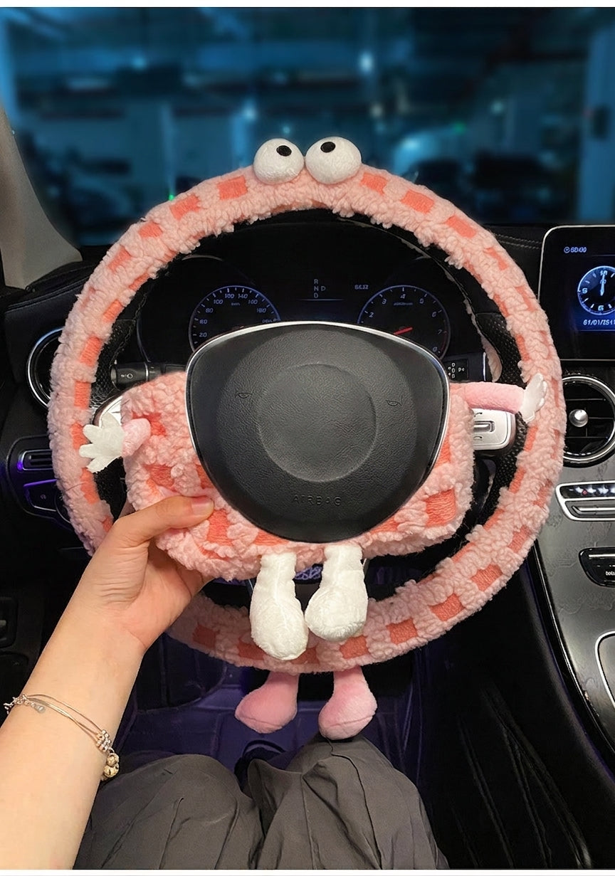 Winter plush steering wheel covers, 2024 new Monster non-slip warm all-season GM heated handlebar covers, women's version
