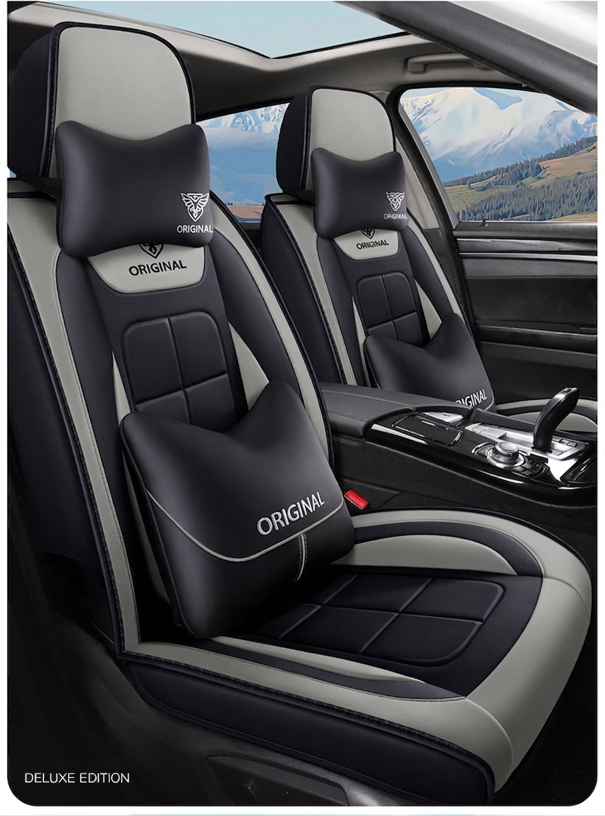 The five-seater car seat cushion is fully surrounded by the all-season universal leather seat cover, which is wear-resistant, dirt-resistant and breathable