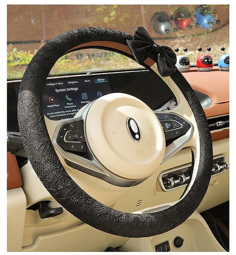 Lace car steering wheel cover, anti-slip decoration, all-season universal one-piece dropshipping, cross-border e-commerce trending sporty style