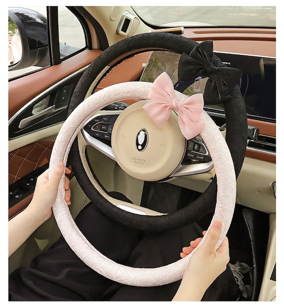 Lace car steering wheel cover, anti-slip decoration, all-season universal one-piece dropshipping, cross-border e-commerce trending sporty style