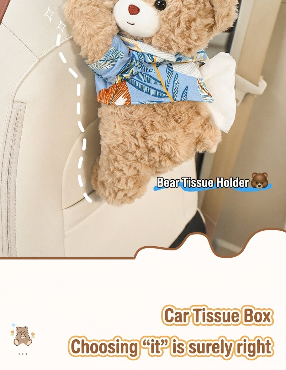 Car tissue box hanging car drawer box bear creative cute practical doll in the car tissue bag hanging bag