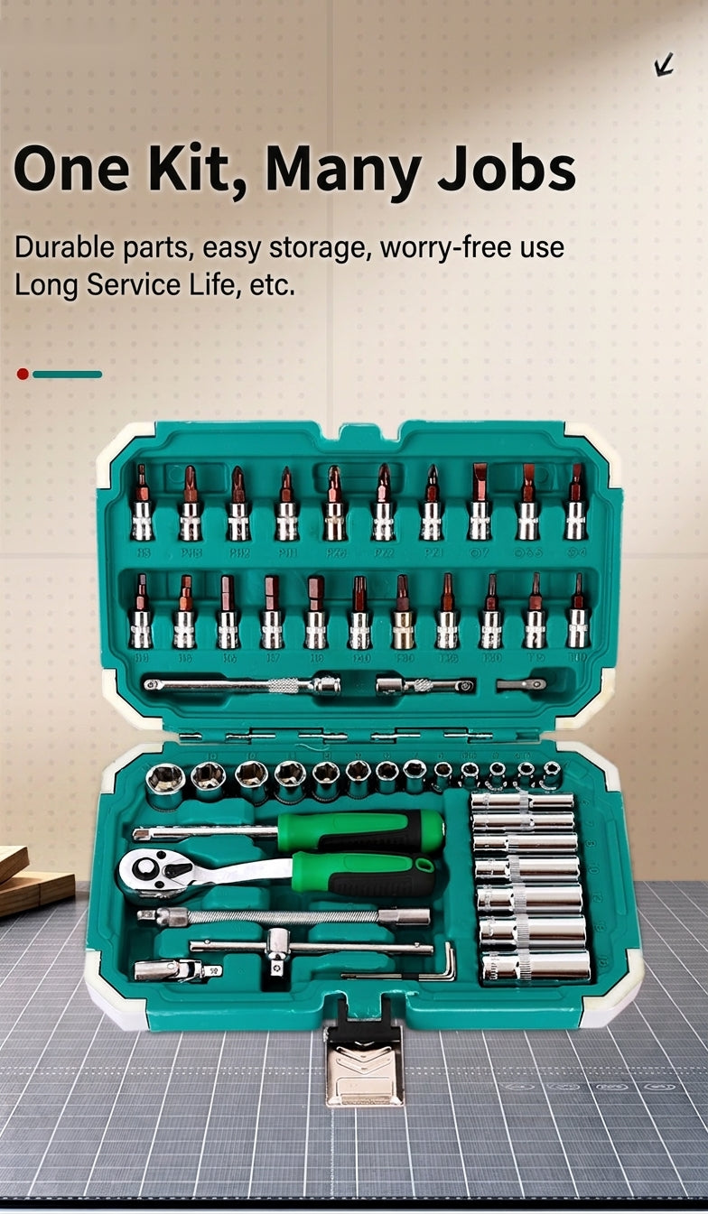 Auto Repair Tool Kit, 55-Piece Socket & Wrench Set