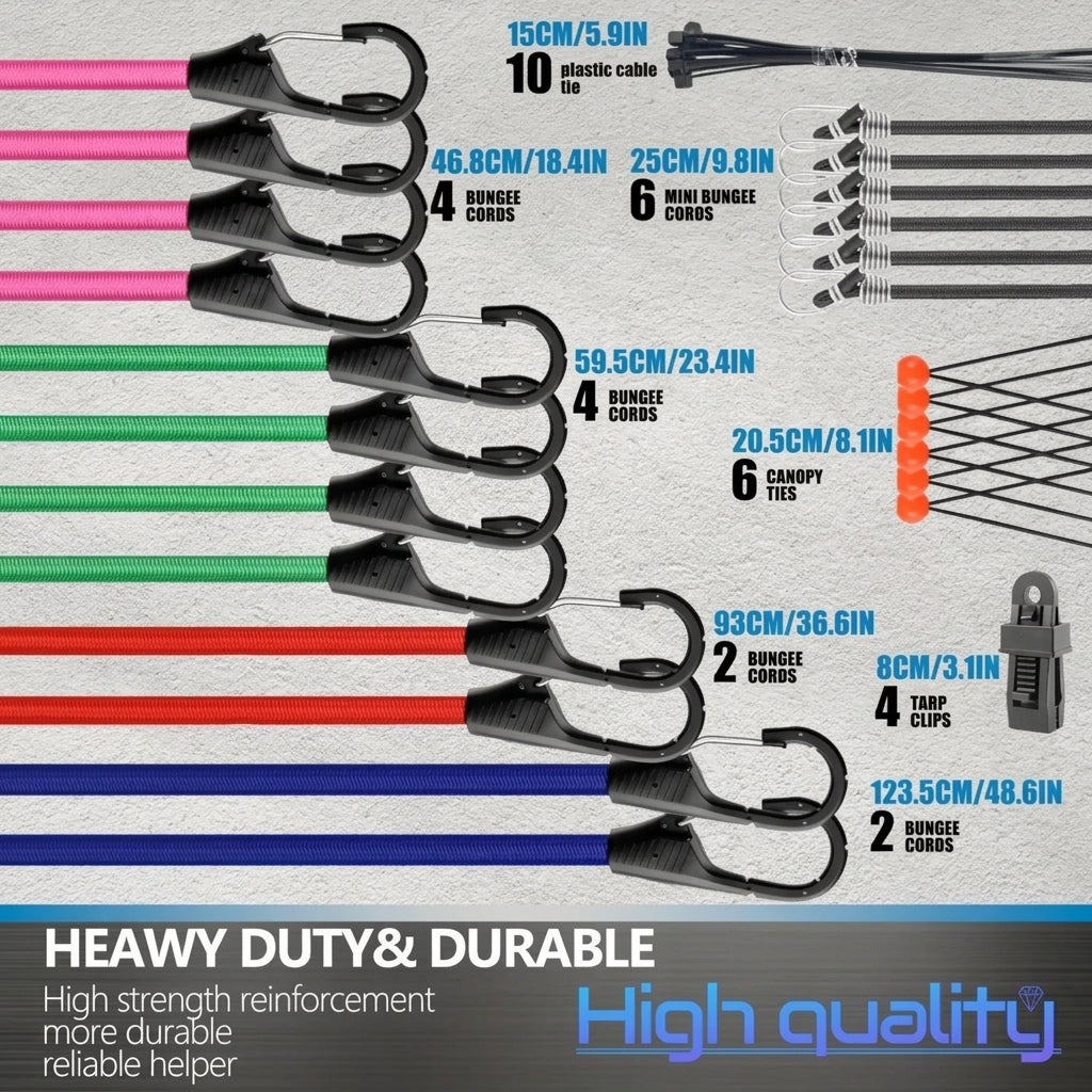 Bungee Cord Rope Set - Multiple Sizes & Styles