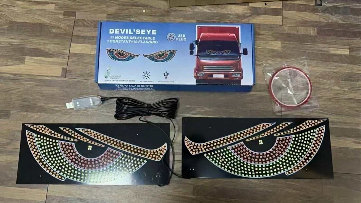 Best-selling automotive devil's eye LED lights, dynamic USB expression lights, LED display front and rear windshield car stickers