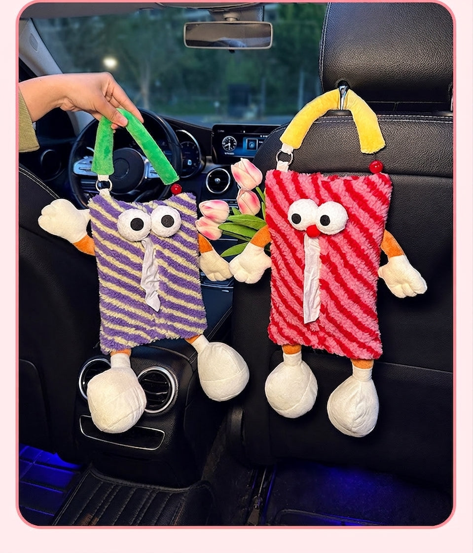 Factory custom car tissue box printed processing, hanging sewn label tissue box, car seat back tissue hanging bag