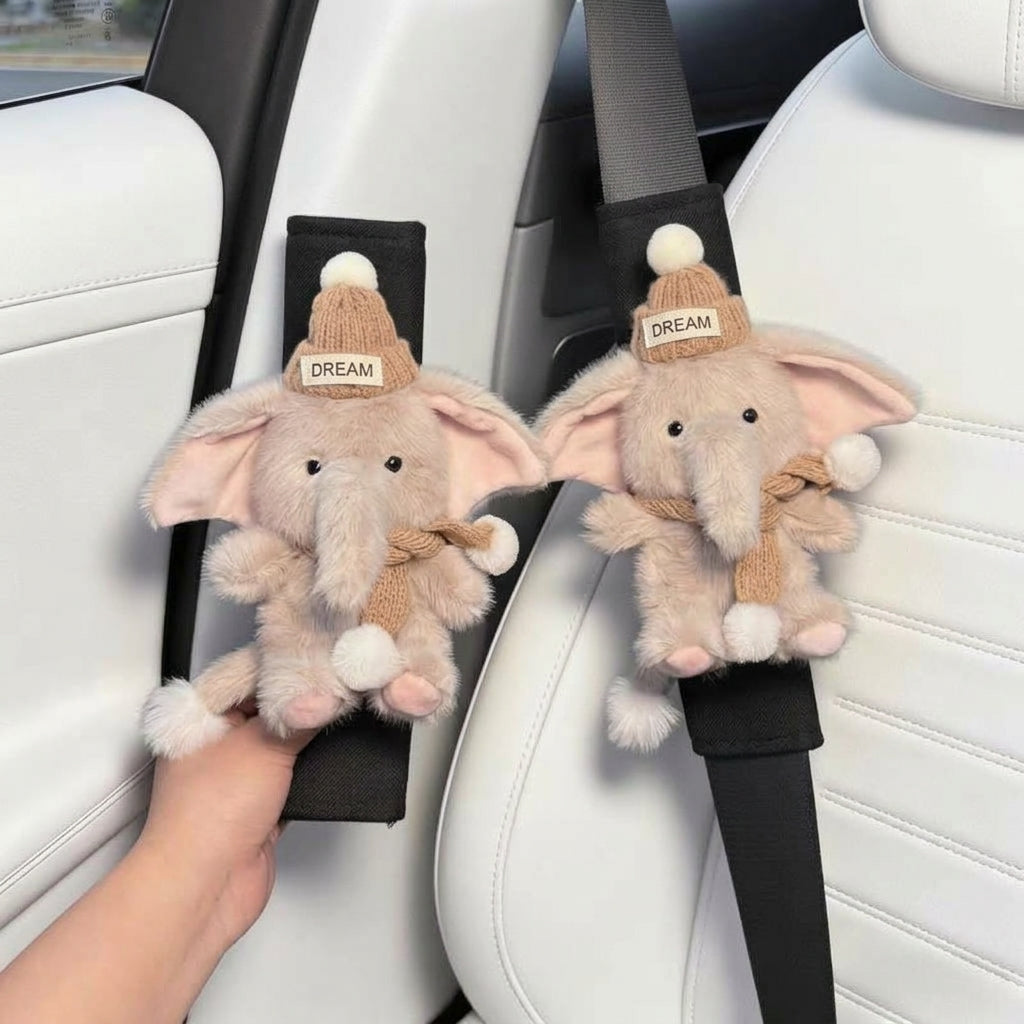 Cute little elephant car seat belt shoulder pad, premium creative decoration, all-season universal couple for women