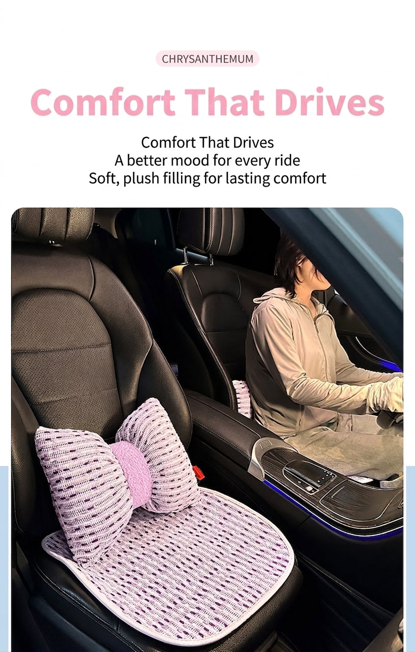 Car headrest neck support pillow for car cushions, car seat lumbar cushion set, for the driver's seat and for women's lumbar support