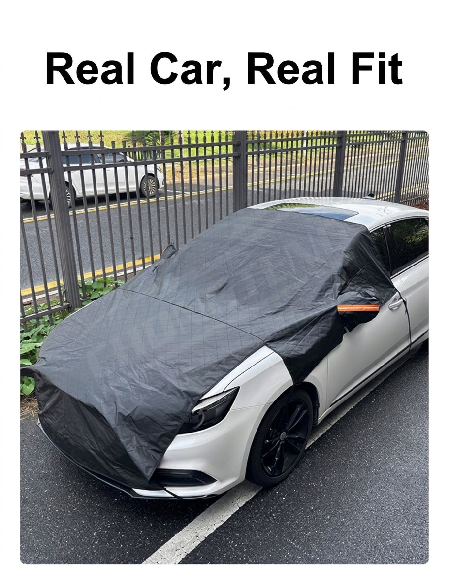 Car Snow Cover - Front Half Cover with Straps