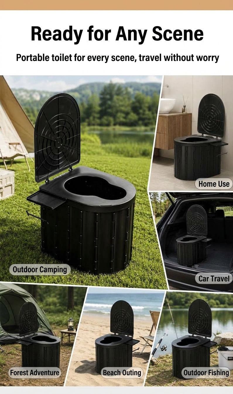 2025 New Model Raised Outdoor Folding Toilet with Lid Portable Car Mobile Toilet Travel Camping Toilet