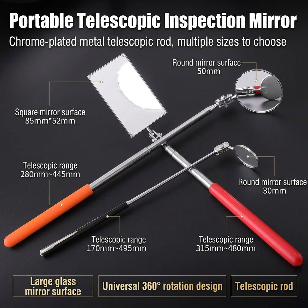Universal telescopic folding inspection mirror, car bottom inspection mirror, chassis mirror, pipe endoscope, and automotive chassis mirror