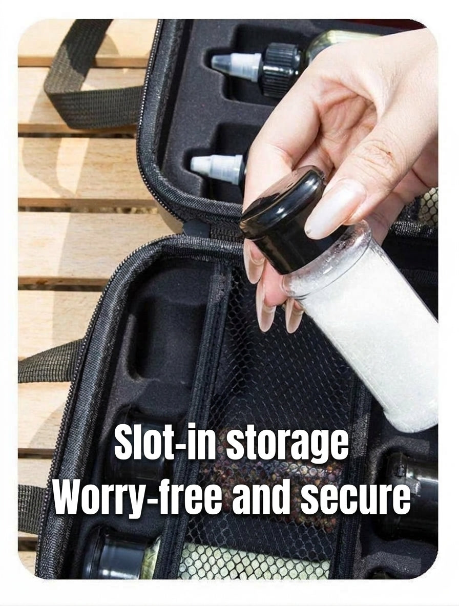 Camping and Outdoor Cooking Seasoning Bottle Set, Outdoor Portable Storage PET Spice Bottle, Repackaging Bottle, Oil Bottle Organizer Bag