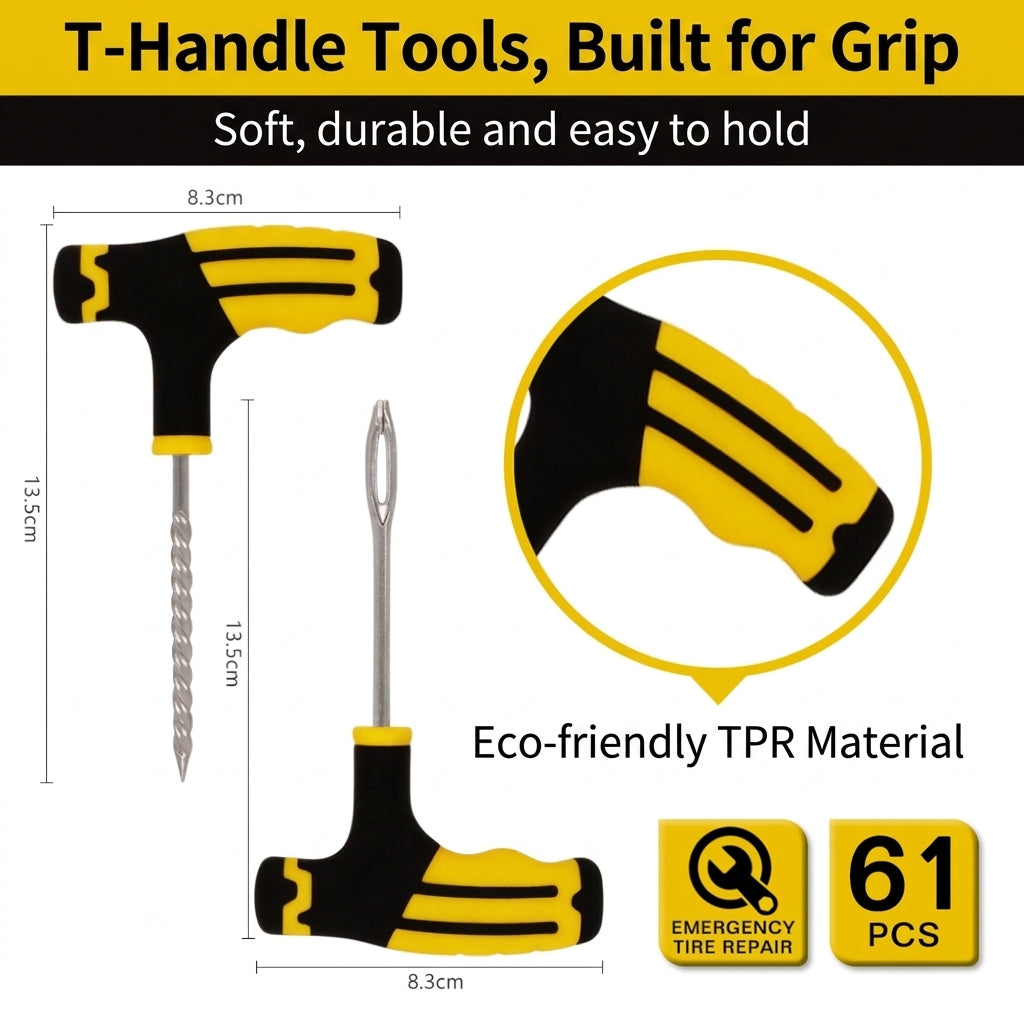 Tire Repair Kit - 61-Piece Emergency Tool Set