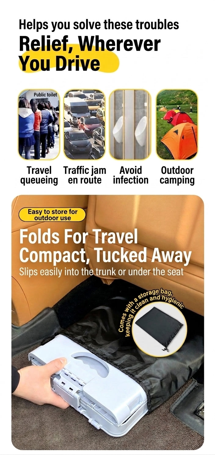 Portable Folding Toilet with Lid for Car Travel