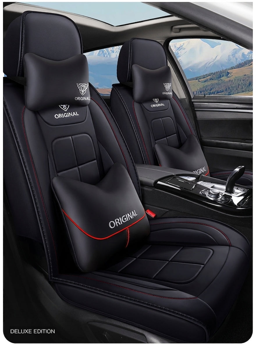 The five-seater car seat cushion is fully surrounded by the all-season universal leather seat cover, which is wear-resistant, dirt-resistant and breathable