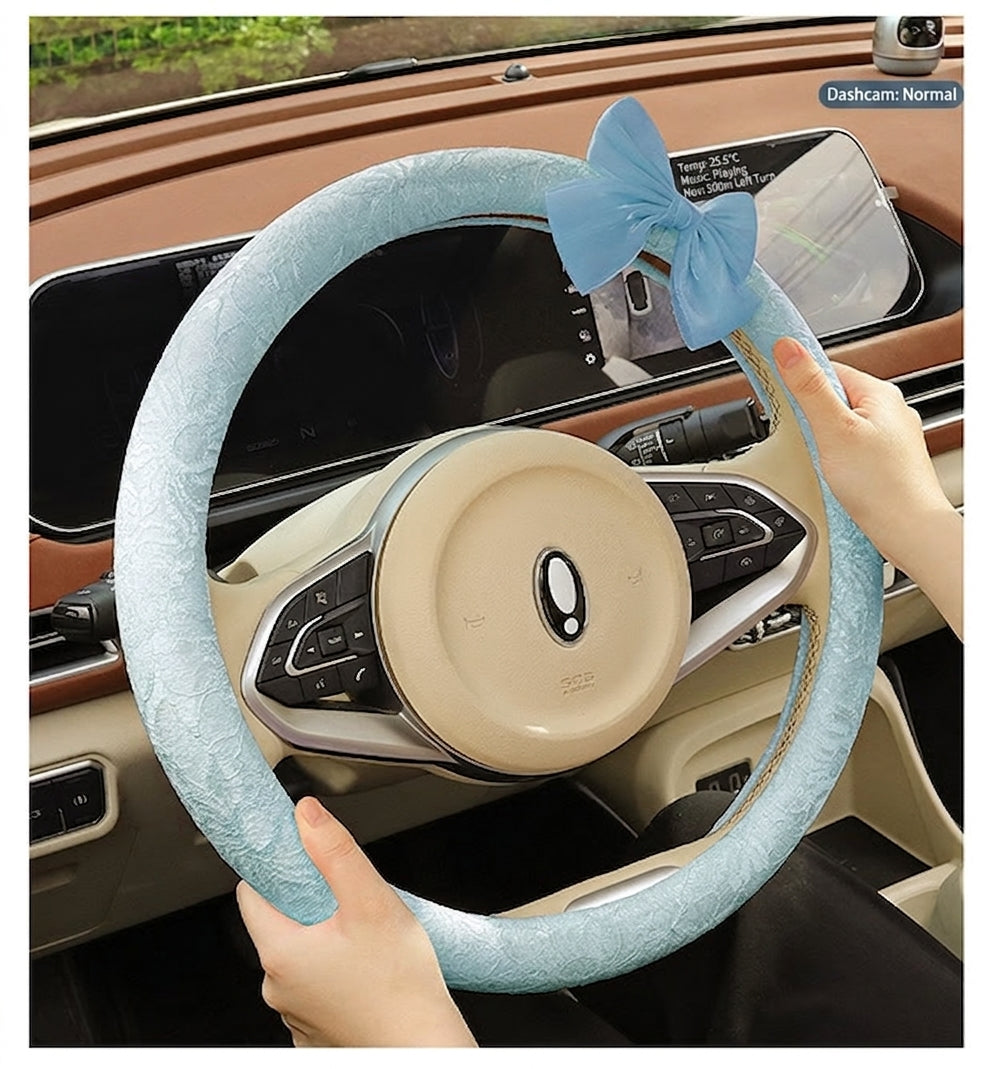 Lace car steering wheel cover, anti-slip decoration, all-season universal one-piece dropshipping, cross-border e-commerce trending sporty style