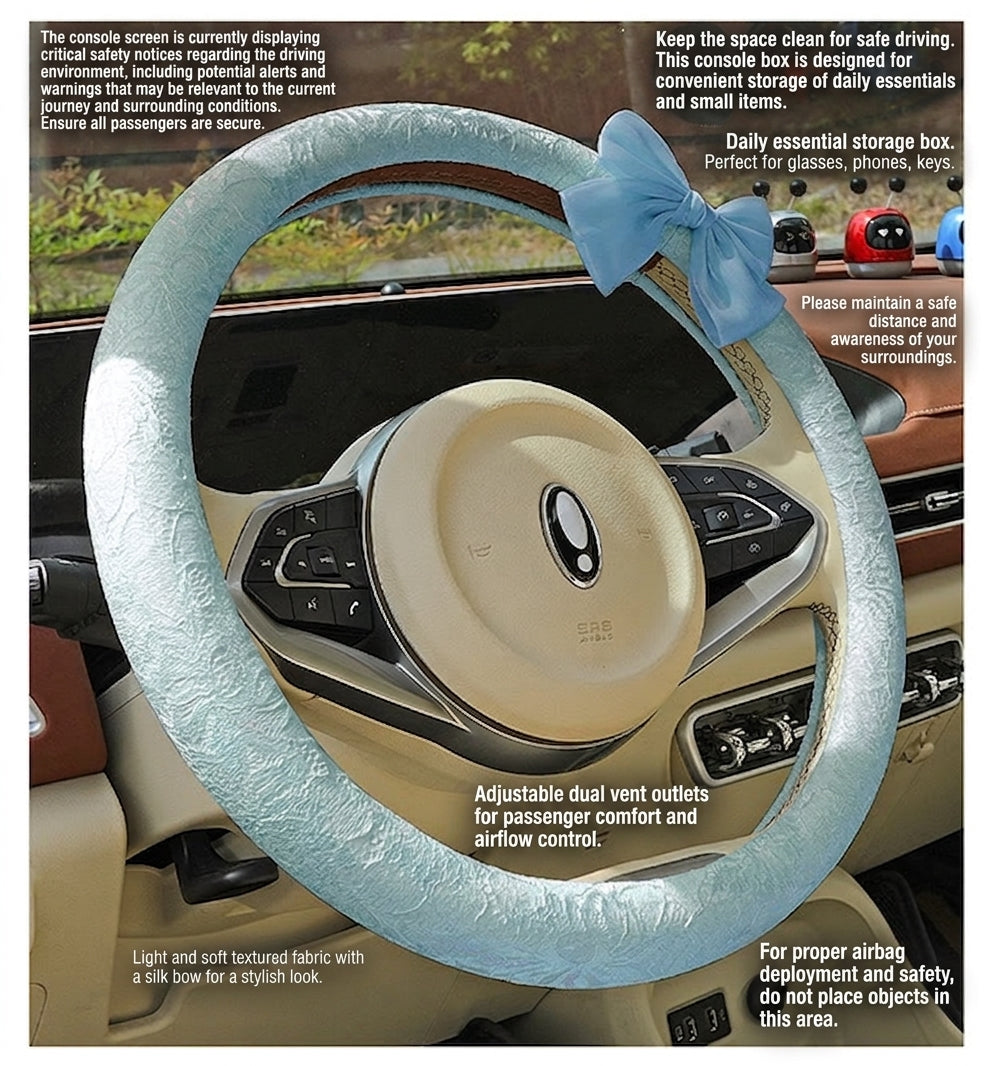 Lace car steering wheel cover, anti-slip decoration, all-season universal one-piece dropshipping, cross-border e-commerce trending sporty style