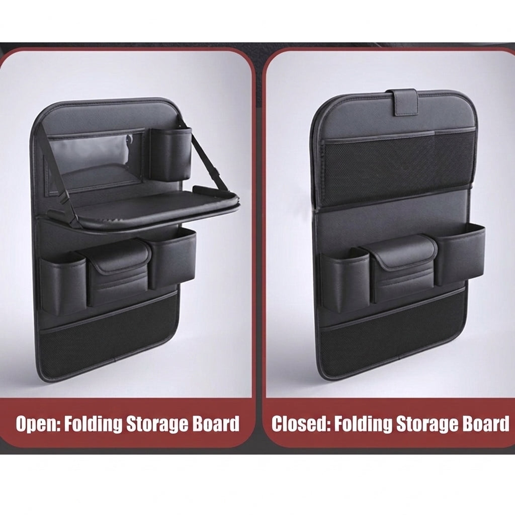 High-end car seat back storage bag, car multi-functional, rear hanging bag, car foldable dining table board shelf