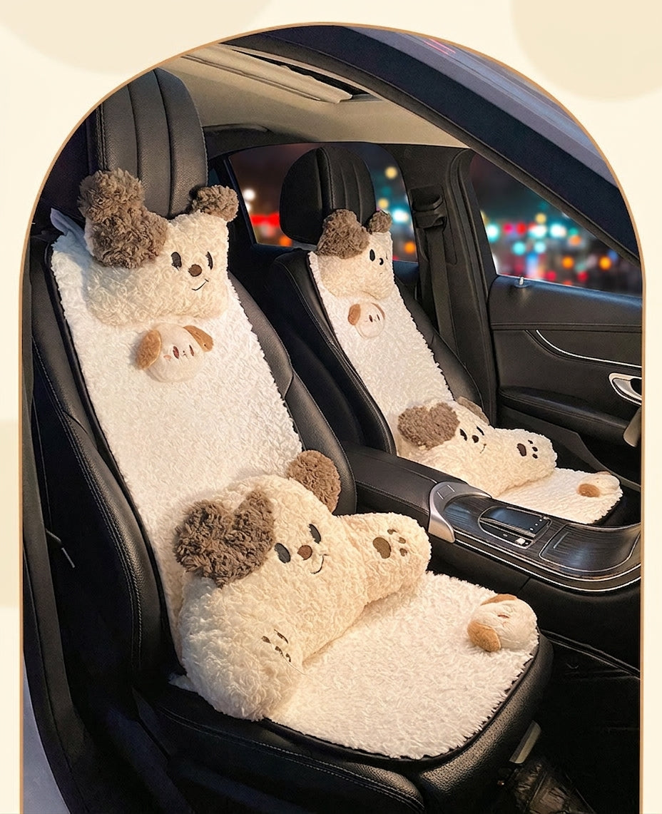 Car headrest, neck pillow, a pair of female driver pillows, cute dogs, car cushions, car seats, lumbar and neck pillows