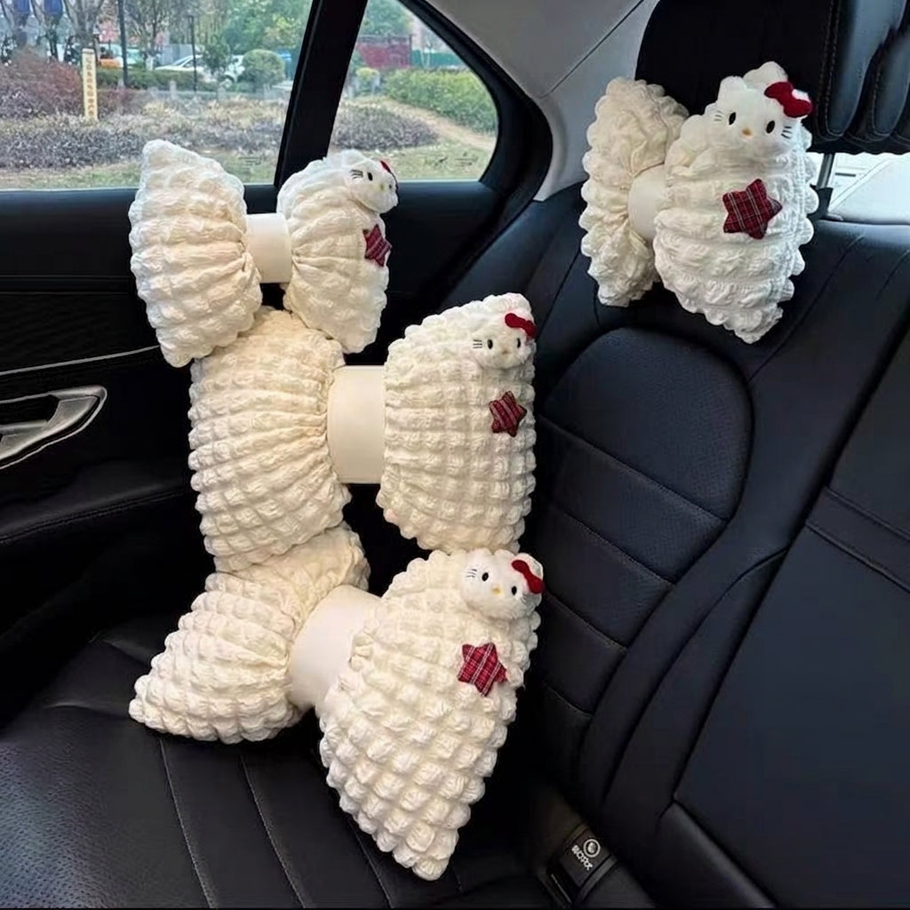 Cute and girly Kitty car headrest neck support pillow, breathable car neck support pillow, cushion, car interior accessories