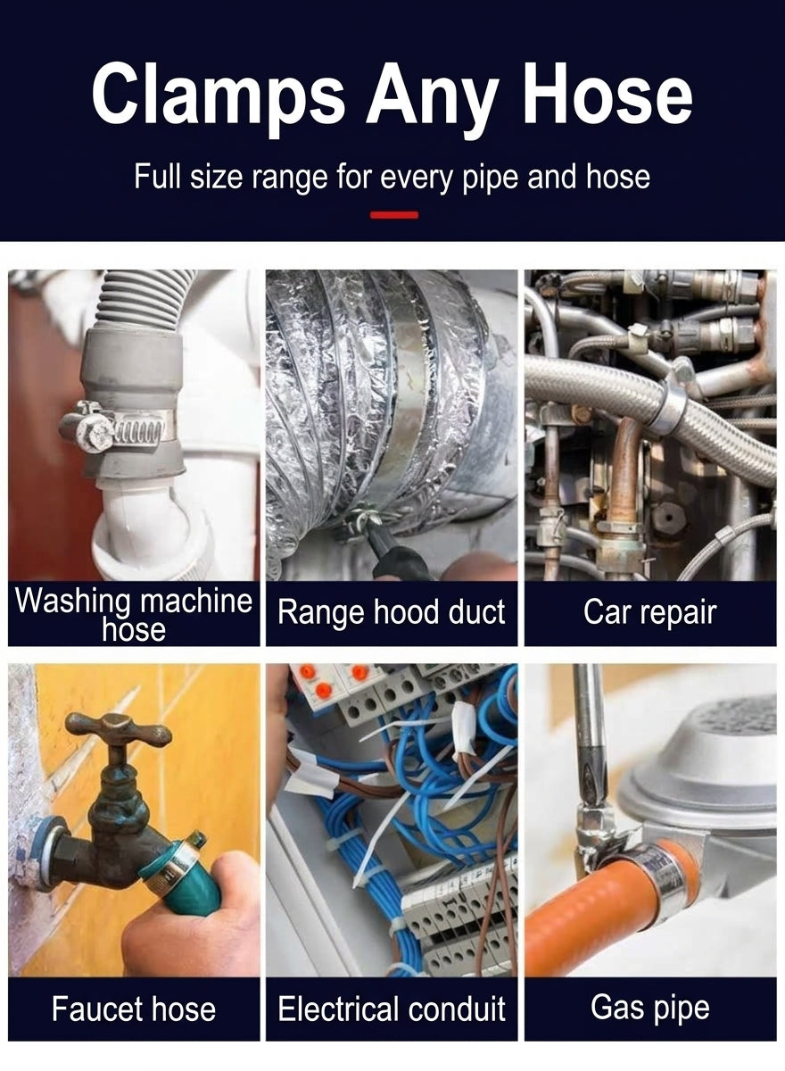 Stainless steel handle, hose hoop, hand screwing, clamping, holding hoop, pipe hoop, water pipe tightening hoop, gas pipe fixing, clamping buckle