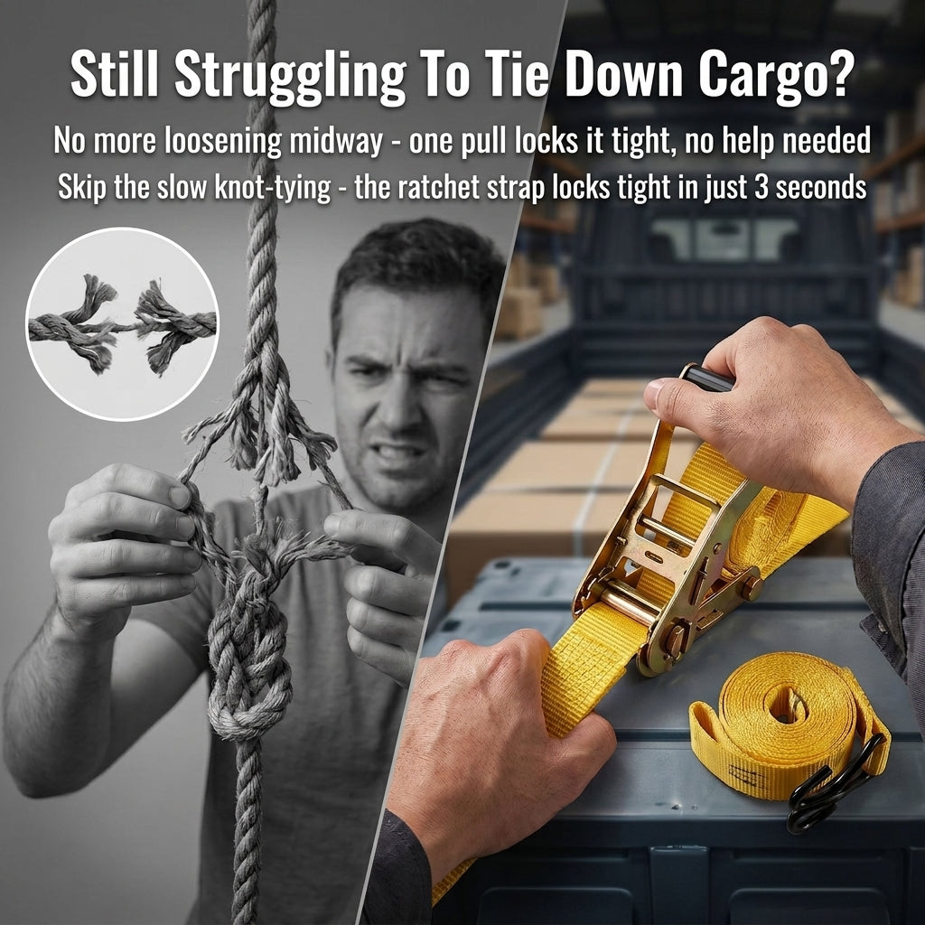Trailer Rope Tensioner Strap - 25mm Ratchet
