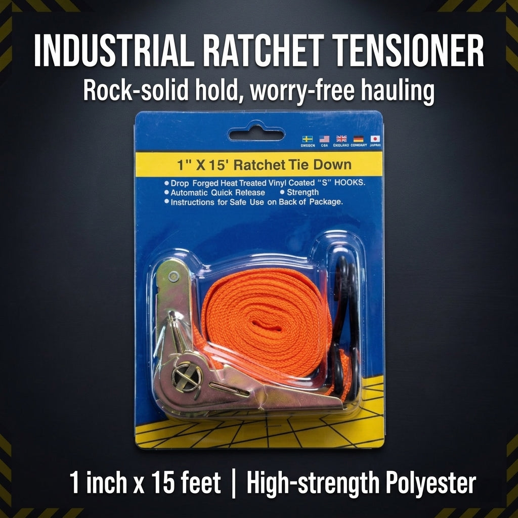 Ratchet Tie Down Strap - 1 inch x 15 feet